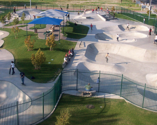 aerial view of skatepark